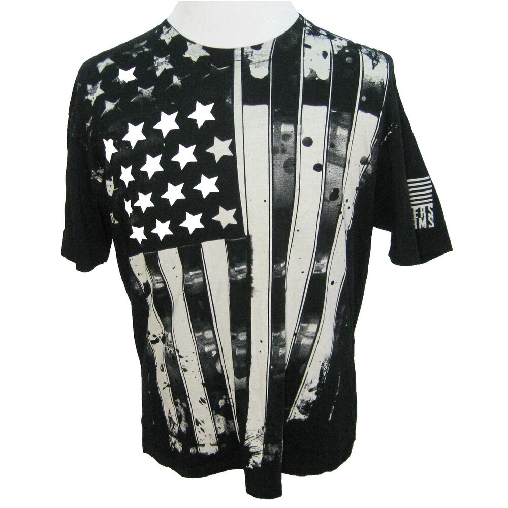 BROTHERS & ARMS Mens (Size XL) Black Short Sleeve Flag Graphic Shirt Patriot Tee
